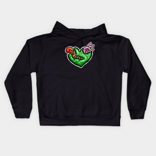 Zombie Heart Tongue and Fingers Green Valentines Day Kids Hoodie